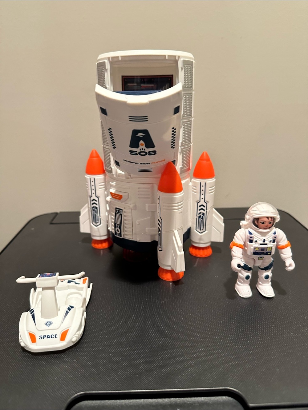 White & Orange Kids Space Rocket Playset with Astronaut & Space Rover.